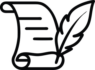 Poster - Scroll and feather quill writing icon vector illustration for education and history design concept