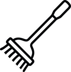 Poster - Explore the minimalist outline icon of a rake tool perfect for gardening landscaping and yard work projects