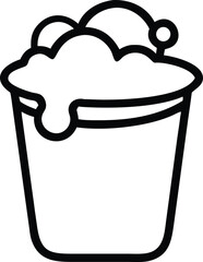 Poster - Bucket with foam outline vector icon illustration for cleaning and washing services and products