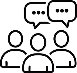 Poster - Group discussion and communication icon for teamwork and collaboration in business meetings and conferences