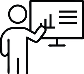 Poster - Presentation training business coach presenting chart data on screen icon vector illustration design 100