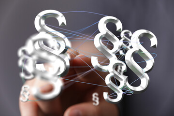 Poster - Abstract image of interconnected paragraph symbols, representing legal networks and connections.