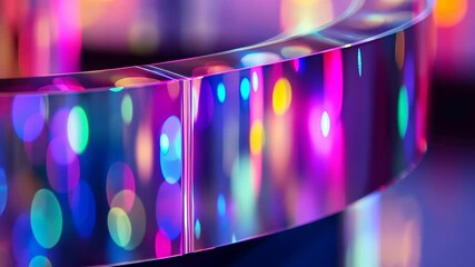 Poster - Abstract modern glass reflections with vibrant neon colors and curved surfaces. Generated AI
