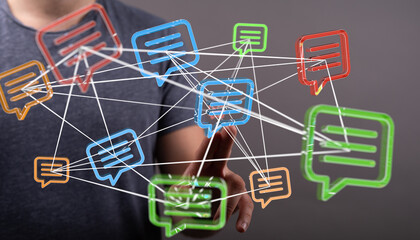 Aufkleber - Abstract image of interconnected speech bubbles, representing global communication and networking.