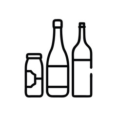 Poster - Outline vector drawing of liquor bottles and jar perfect for bar or restaurant logo