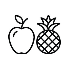 Poster - Apple and pineapple vector illustration fresh fruit outline healthy food design icon art
