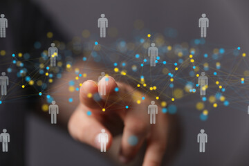 Poster - Visual representation of a global network, showing interconnected individuals.