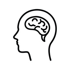 Poster - Brain health concept human head with brain illustration for mental health and psychology research study design