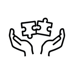 Poster - Hands holding puzzle pieces vector illustration for problem solving and teamwork concept design icon