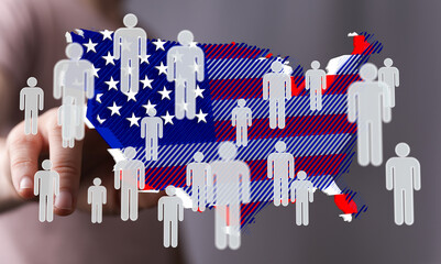 Aufkleber - Interactive graphic showing US population distribution. Ideal for demographics, census, and market research.