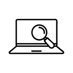 Fototapete - Laptop search find magnifying glass online research computer analysis seo optimization vector image