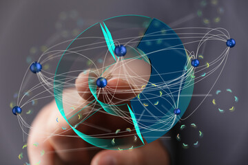 Poster - Interactive data visualization of global network connections, illustrating complex relationships and data flows.