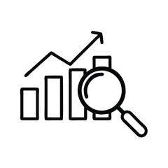 Poster - Data analysis and market research illustration with graph and magnifying glass for business growth success