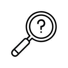 Poster - Question mark under magnifying glass icon for search help and faq concept vector graphic design