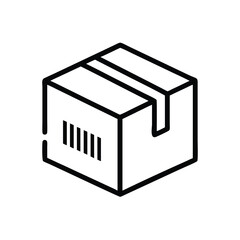 Poster - Outline isometric box package delivery shipping carton vector icon for online store and logistics services