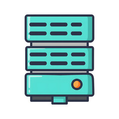 Poster - Teal Server Rack Icon Three Units Data Center Storage isolated on a transparent background