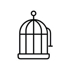 Poster - Birdcage outline vector icon, simple bird cage illustration, pet shop and aviary design, black and white art