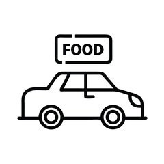 Poster - Food delivery service car icon for fast food restaurant and online order app vector illustration design