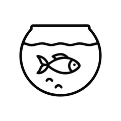 Poster - Fish bowl outline drawing vector illustration aquarium pet shop design goldfish tank simple line art icon image