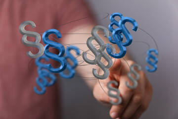 Poster - Abstract image of interconnected paragraph symbols, representing legal networks and connections.