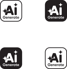 Fototapete - Four ai generate icons with stars in a clean silhouette style