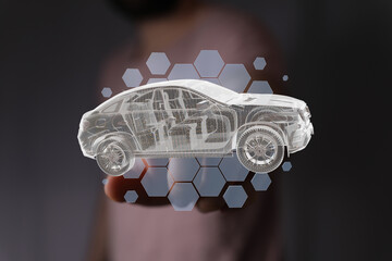 Poster - Futuristic car design concept.  Innovative technology for the automotive industry.