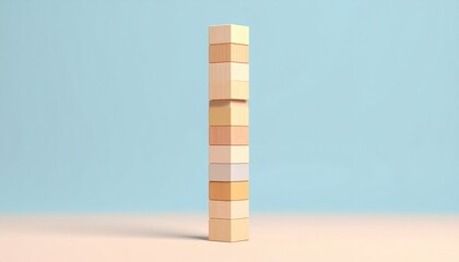 Poster - Vertical Stacked Wooden Blocks With Pastel Colors