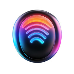 Aufkleber - Neon WiFi Signal Sphere Glow Technology Wireless Internet Connectivity on transparent background