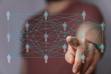 Leinwandbilder - Visual representation of a global network, showing interconnected people. Ideal for technology, social media, and teamwork concepts.