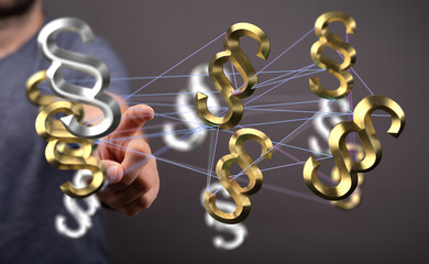 Poster - Abstract image of interconnected paragraph symbols, representing legal networks and regulations.
