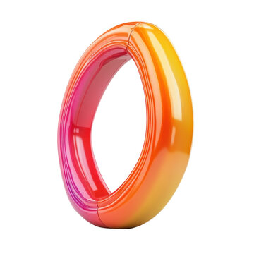 Glossy 3D Rendered Torus Abstract Art Gradient Color Modern Design Shape on transparent background