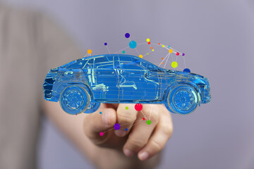 Poster - Modern automotive design, digital engineering, and innovative car technology.  High-tech future of vehicles.