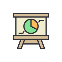  - Presentation Board Showing A Pie Chart With Data Analysis Graphics
