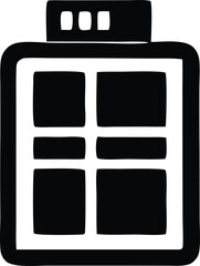 Leinwandbilder - Stylized black and white icon representing a digital interface with multiple windows and a top menu bar with three buttons