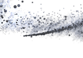 Poster - Swirling grey particles on white background. Abstract art, technology, science concept.