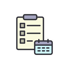 Poster - Stylized Graphic Of A Clipboard With A Checklist And A Calendar Icon