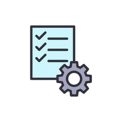Poster - Task List With Checkmarks And A Gear Icon, Workflow Management