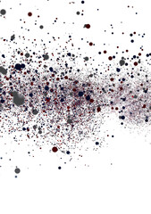 Poster - Scattered dots, abstract background. Red, blue, grey colors.