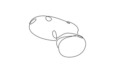 Fototapete - Potatoes vector illustration. One continuous line drawing art illustration, One line drawing features two potatoes, One line drawing features two potatoes in a simple and elegant continuous line.