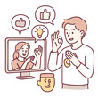 © Pakpong - Digital communication, gestures, thumbs up, video call, positive interaction, creativity