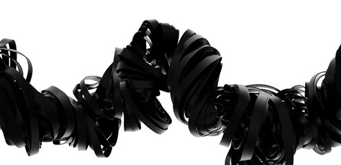 Poster - High-resolution image of abstract black shapes twisted together on a white background. Ideal for design projects.