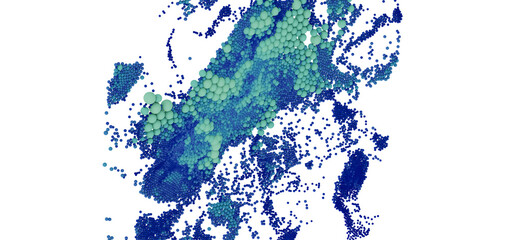 Poster - Abstract background with blue and green particles. Perfect for technology, data, or science concepts.