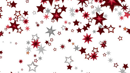 Leinwandbilder - Beautiful red and silver stars on white background. Perfect for holidays, celebrations, and more!