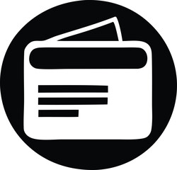 Poster - Simple black and white icon depicting a credit card or membership card with text lines inside a circle