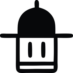 Poster - Minimalist black and white icon representing a cooking pot with a lid and two handles evoking a sense of simple culinary preparation