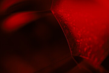 Fototapete - Red reflections of liquid in macro, red liquid surface, bubbles in macro, connection of bubbles in macro, cell from liquid, horror background, glossy surface panels