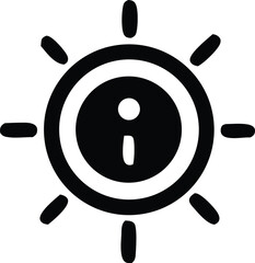 Fototapete - Stylized black and white icon featuring a central information symbol within concentric circles and radiating lines suggesting a sun or burst