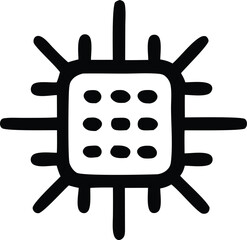 Fototapete - Abstract stylized sun symbol with a central square grid of nine oval dots and radiating lines