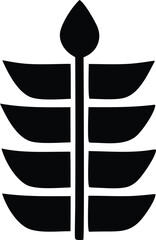 Poster - Stylized black silhouette of a plant with a tall stem and multiple horizontal leaf like structures