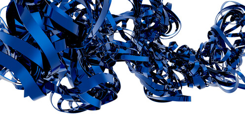 Leinwandbilder - Intricate blue ribbons swirl in a dynamic 3D render, perfect for tech or design projects.